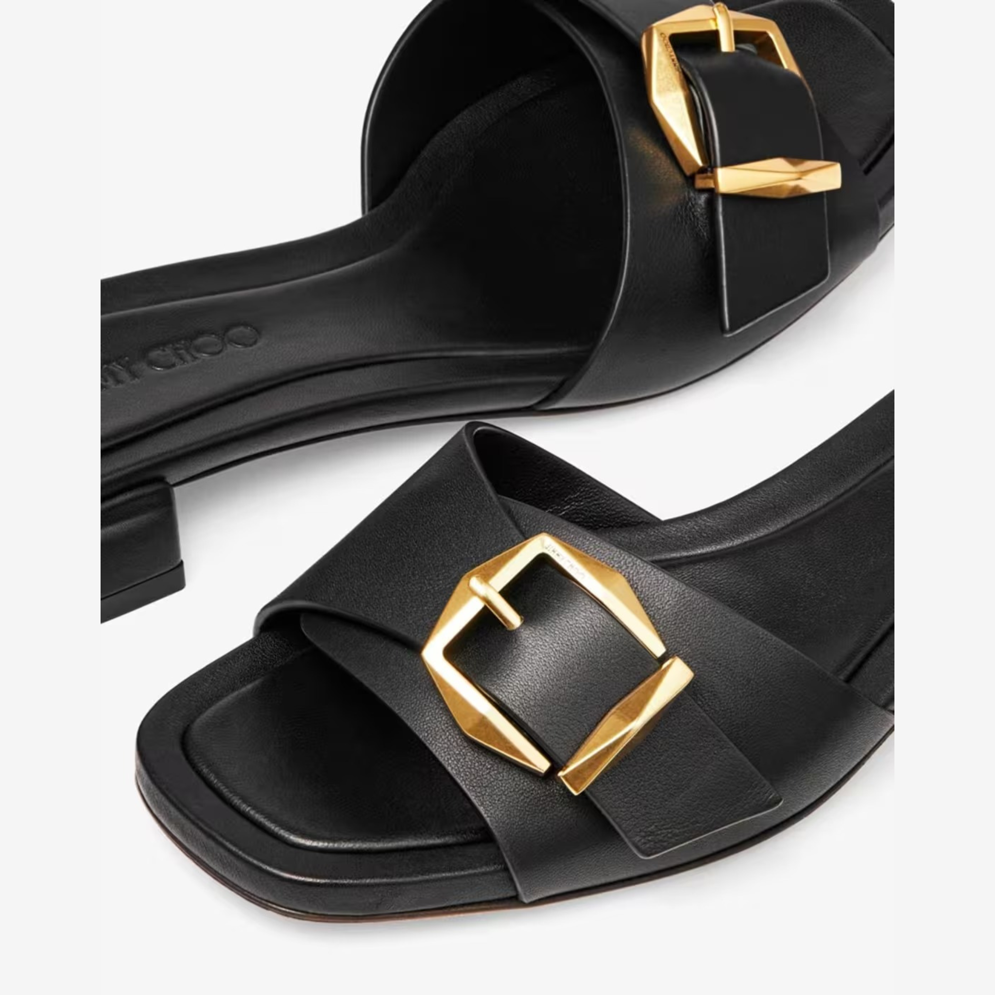 JIMMY CHOO Hawke Leather Flat Sandals