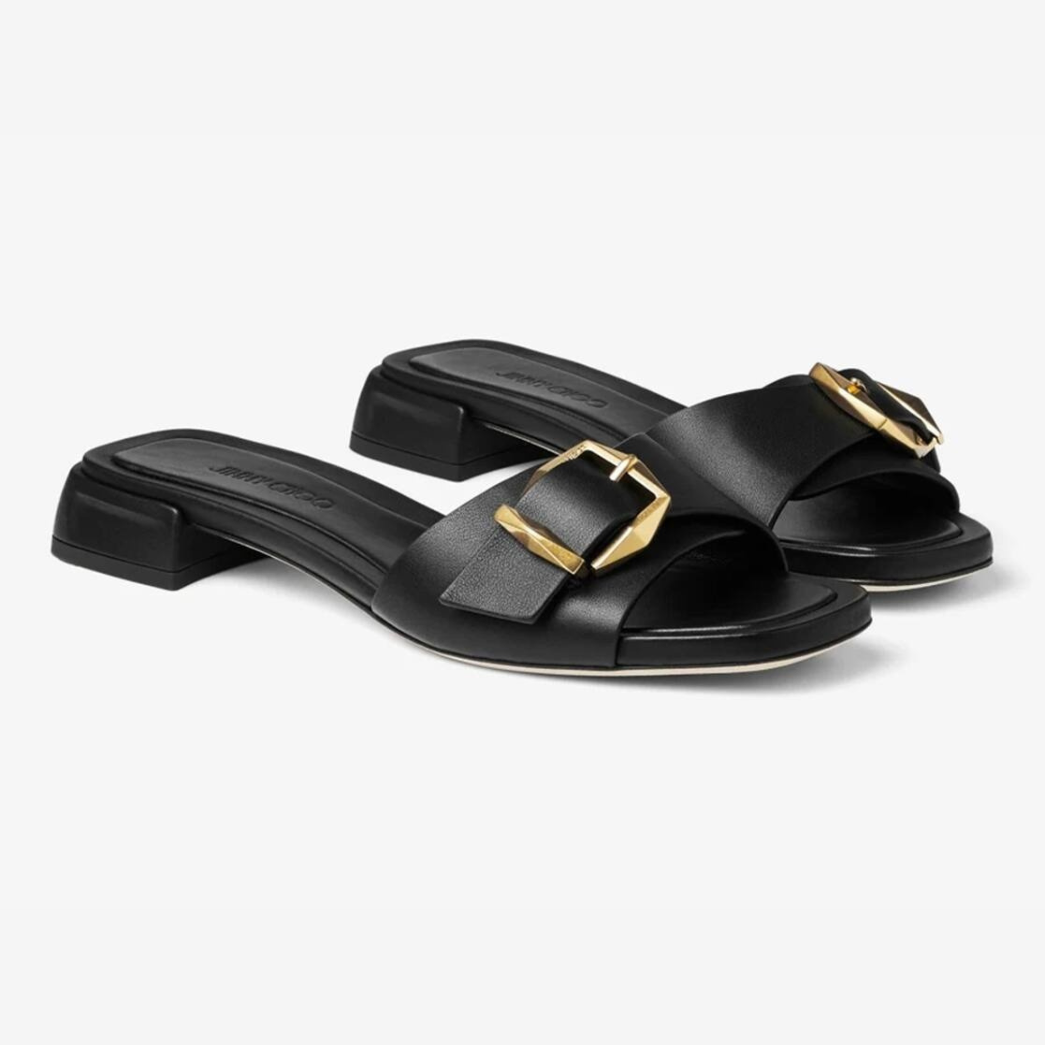 JIMMY CHOO Hawke Leather Flat Sandals