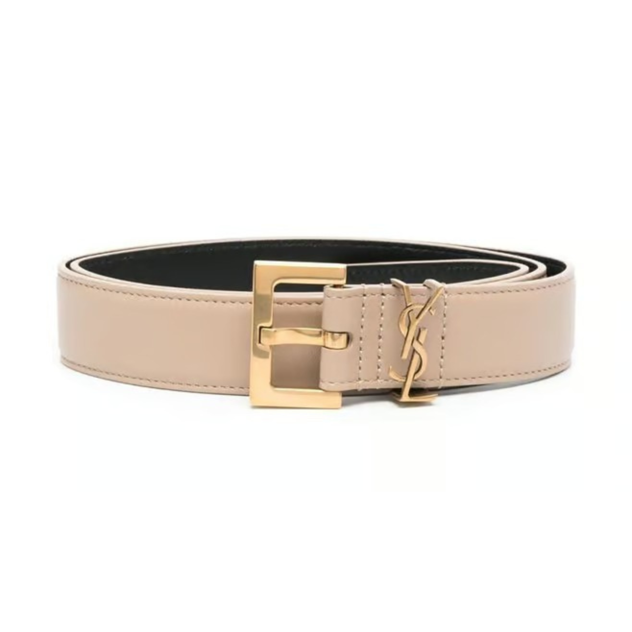 Saint Laurent Beige Logo Belt