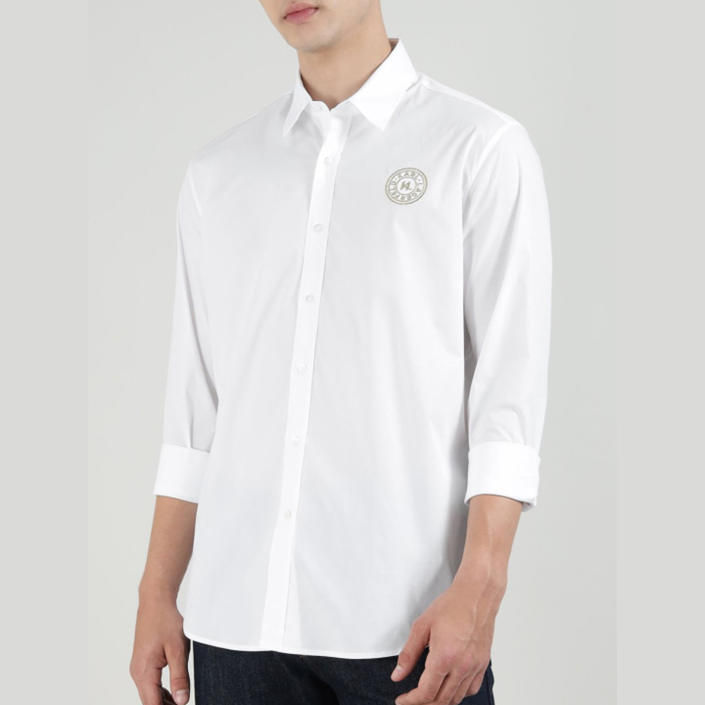 Karl Lagerfeld Slim Fit Spread Collar Cotton Casual Shirt
