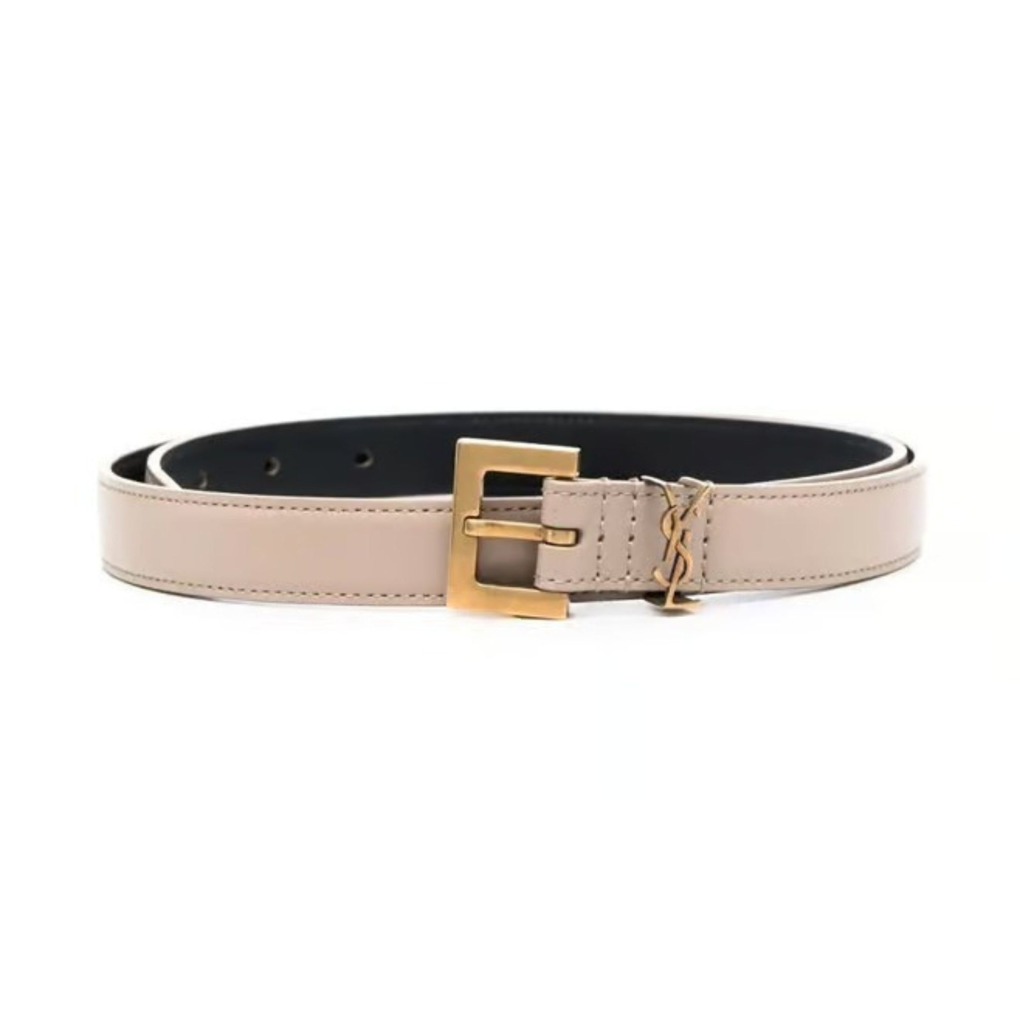 Saint Laurent Beige Logo Belt
