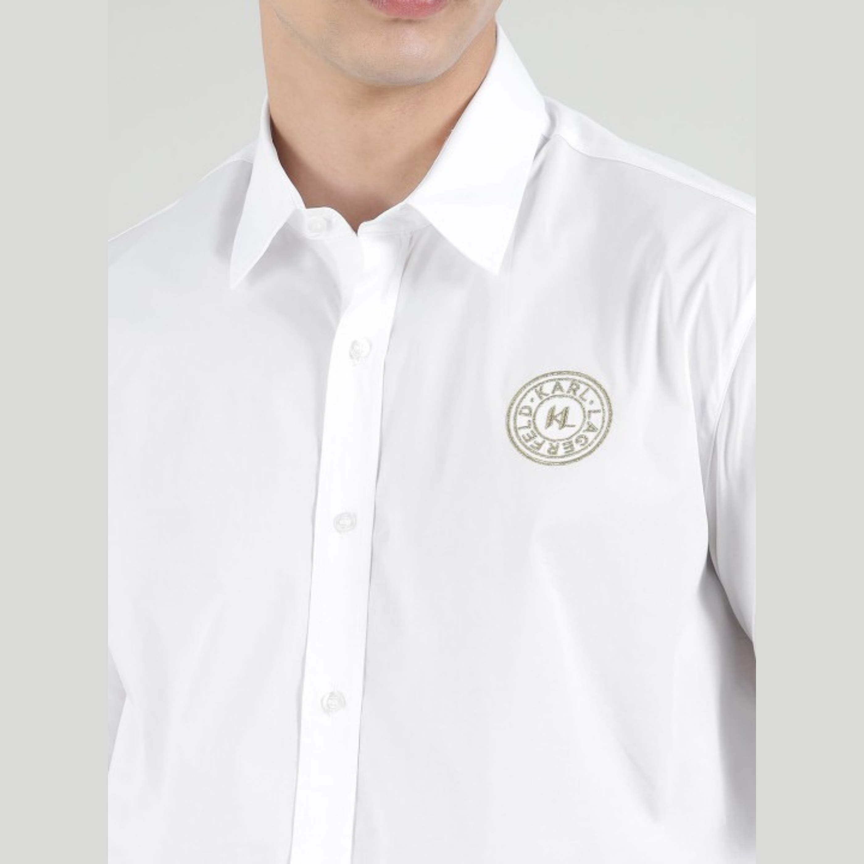 Karl Lagerfeld Slim Fit Spread Collar Cotton Casual Shirt