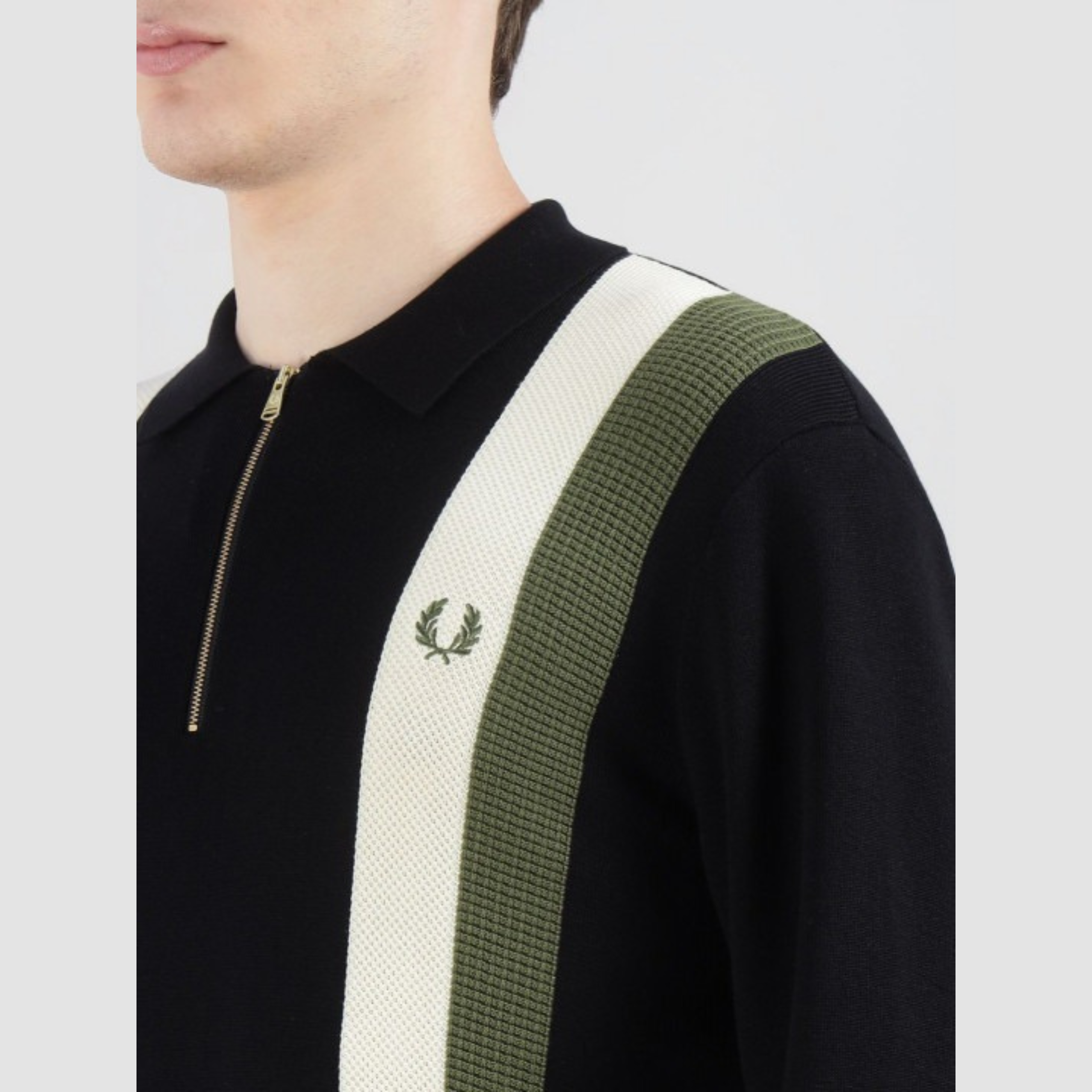 Fred Perry Men Colourblocked Polo Collar Cotton T-shirt
