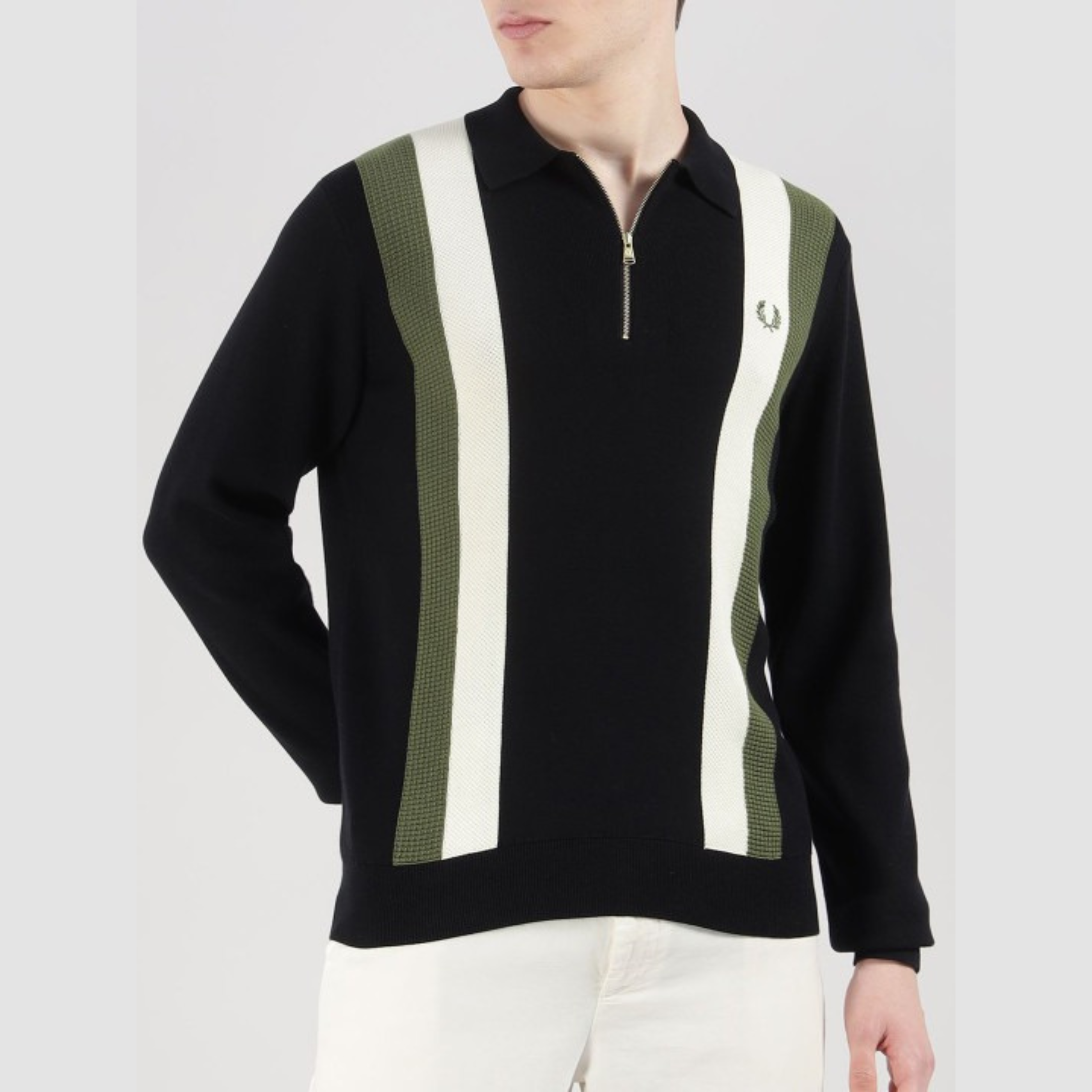 Fred Perry Men Colourblocked Polo Collar Cotton T-shirt