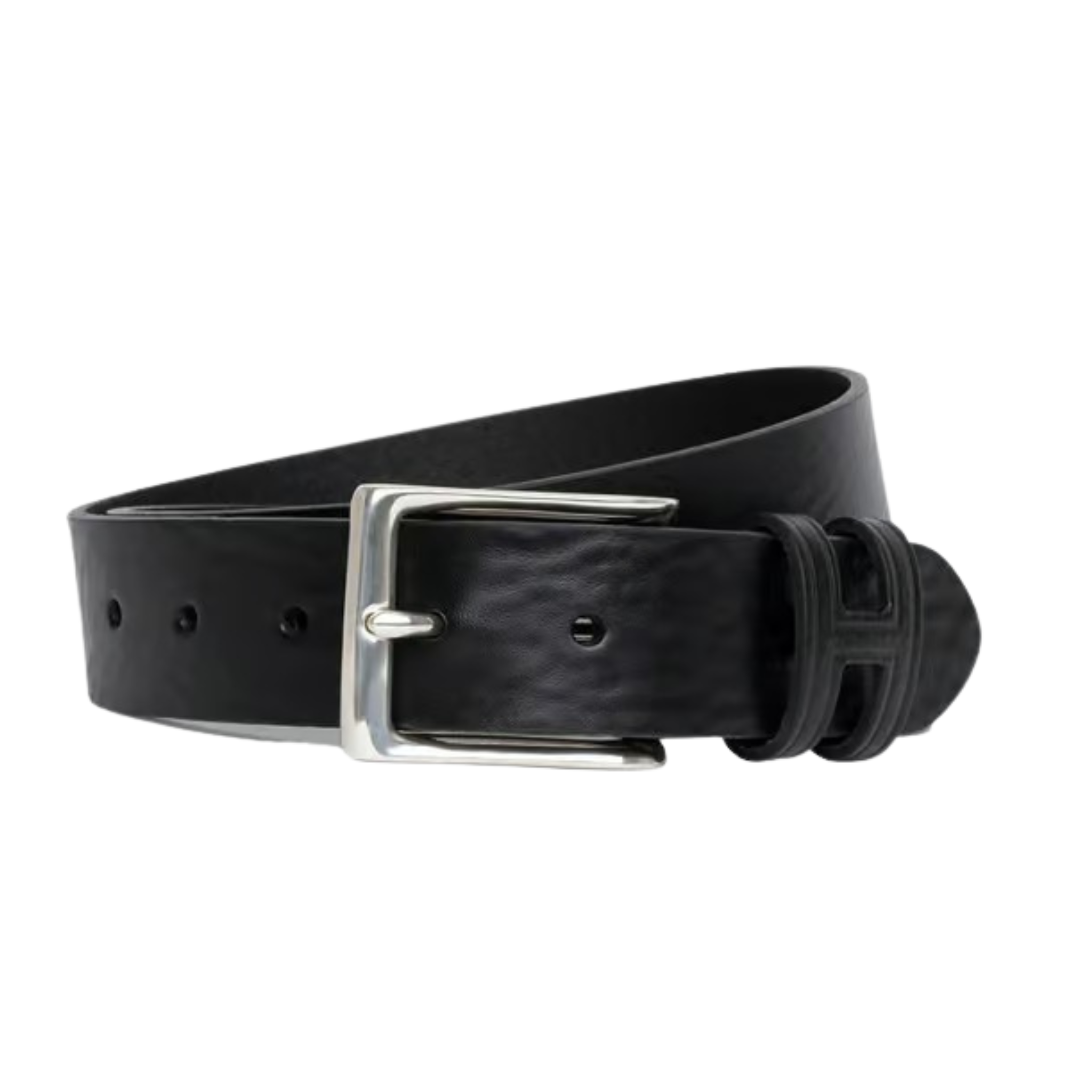 Hackett London Black Casual H Keeper Leather Belt