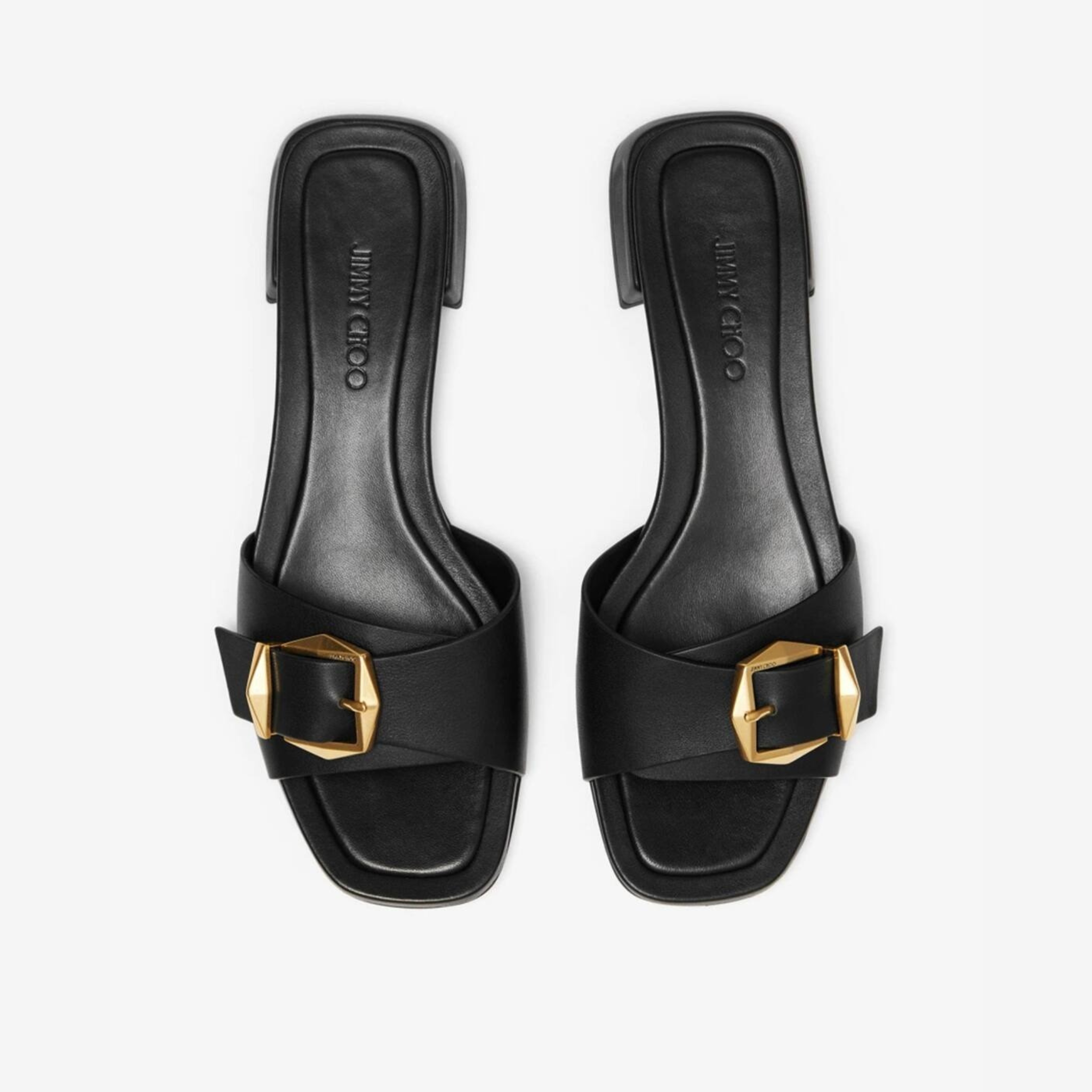 JIMMY CHOO Hawke Leather Flat Sandals