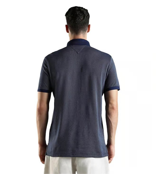 TOMMY HILFIGE - Dark Blue Printed Polo T-Shirt