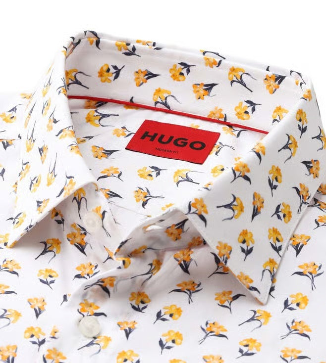 Hugo White Floral Print Shirt
