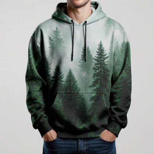 Oversized Forest Print Hoodie