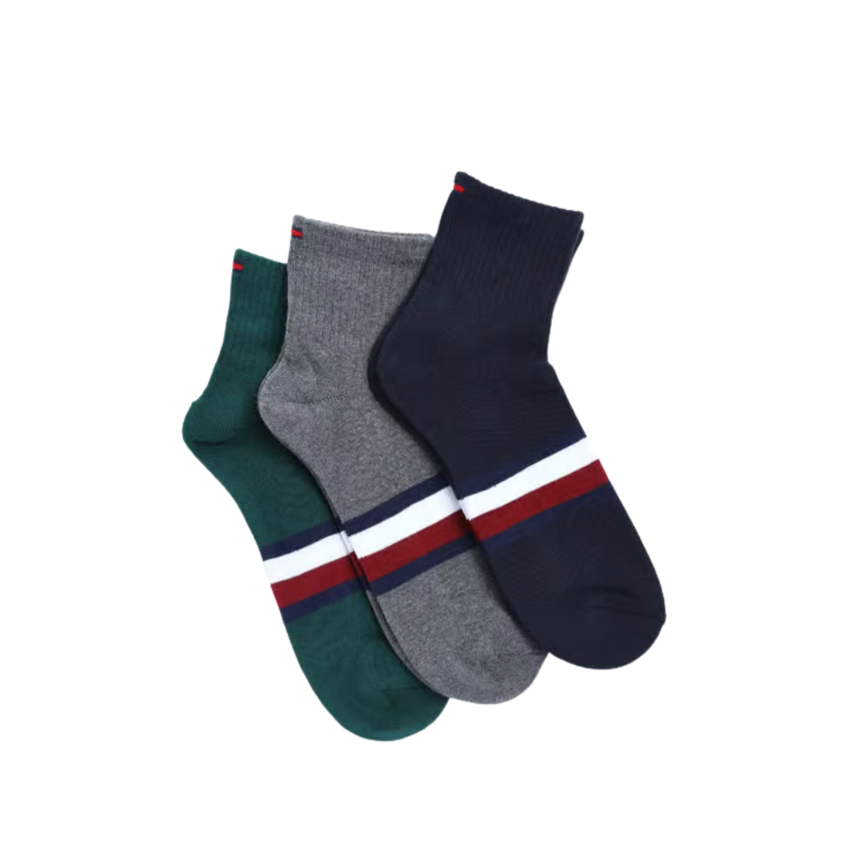 Tommy Hilfiger Multicolor Cotton Striped Socks - 3 Pair