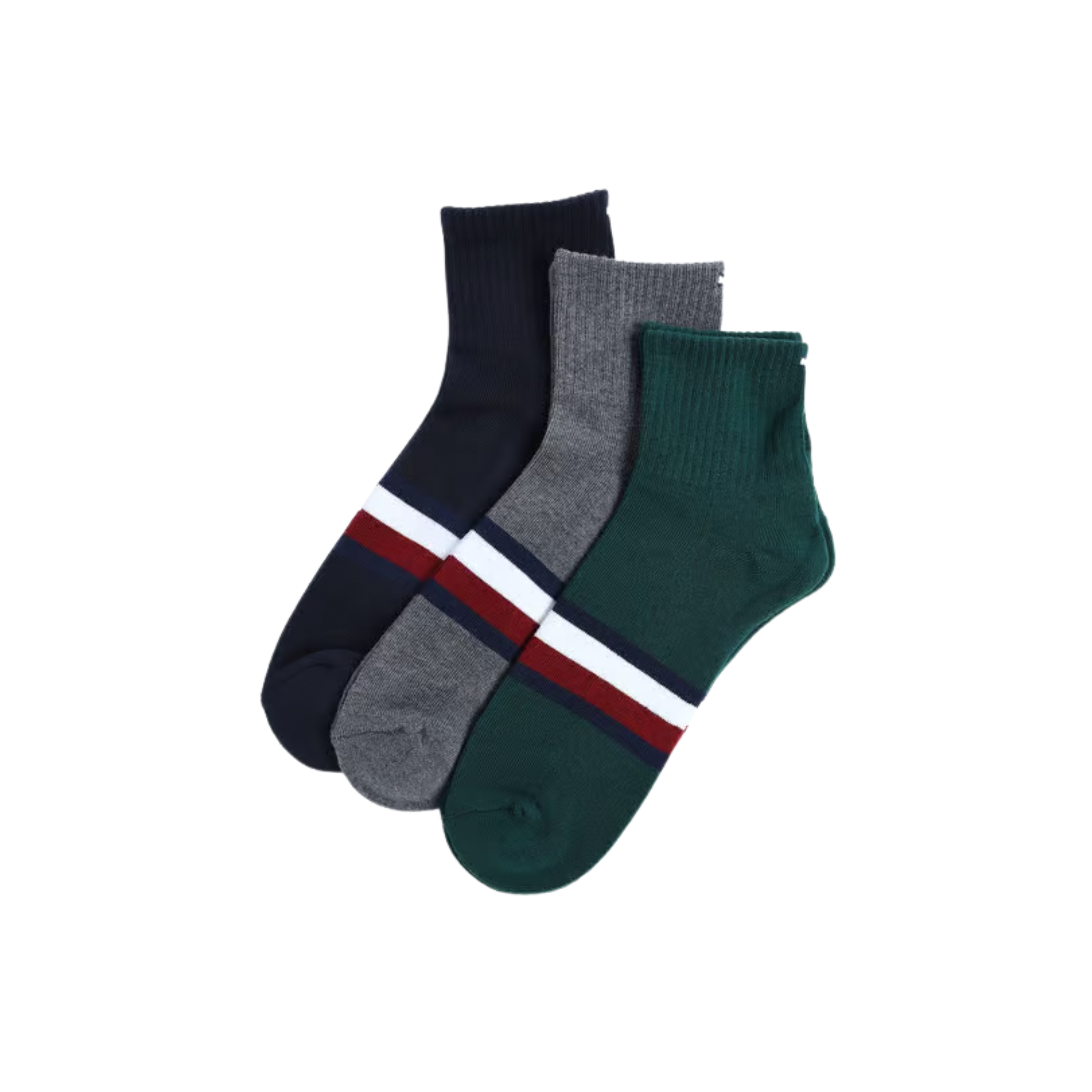 Tommy Hilfiger Multicolor Cotton Striped Socks - 3 Pair